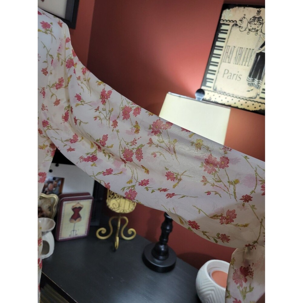 Krazy Kat Blouse Womens Medium Cream Pink Floral Excellent Peplum Button Back - Picture 3 of 5